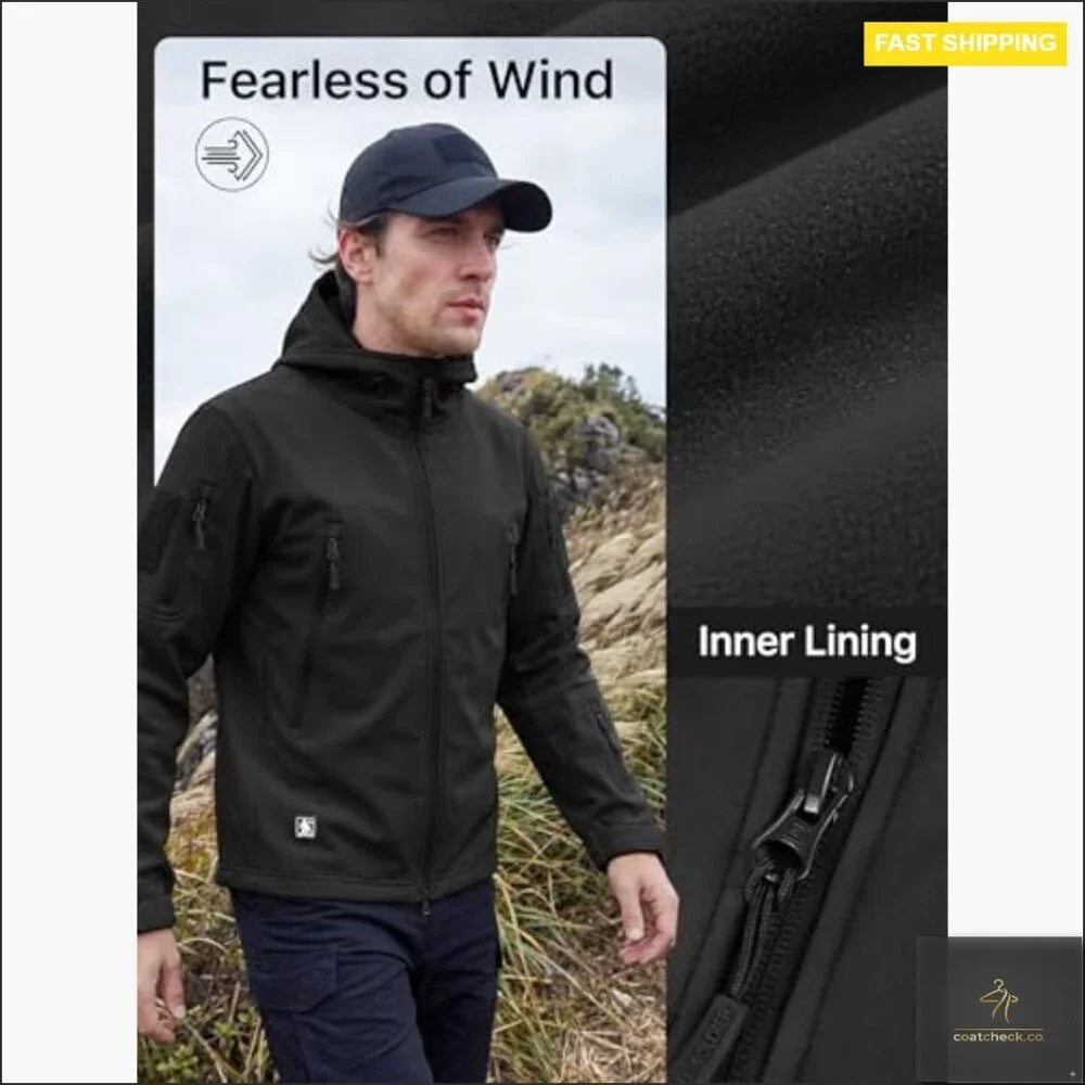 Men's Waterproof Tactical Softshell Jacket Hooded Outdoor Military Performance
